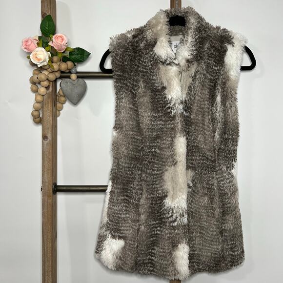 CAbi Jackets & Blazers - Cabi 3179 Aspen Faux Fur Sleeveless Brown Cream Vest Size X Small